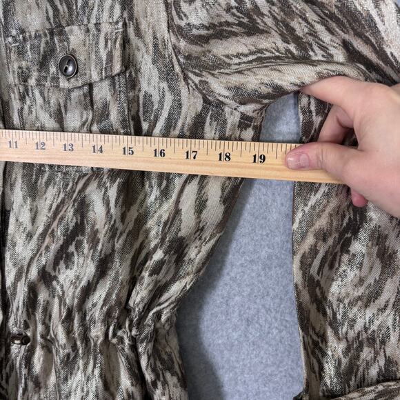 Chicos Jacket Small 0 Utility Military Metallic Linen Cotton Snake Ikat Blazer - Picture 9 of 12